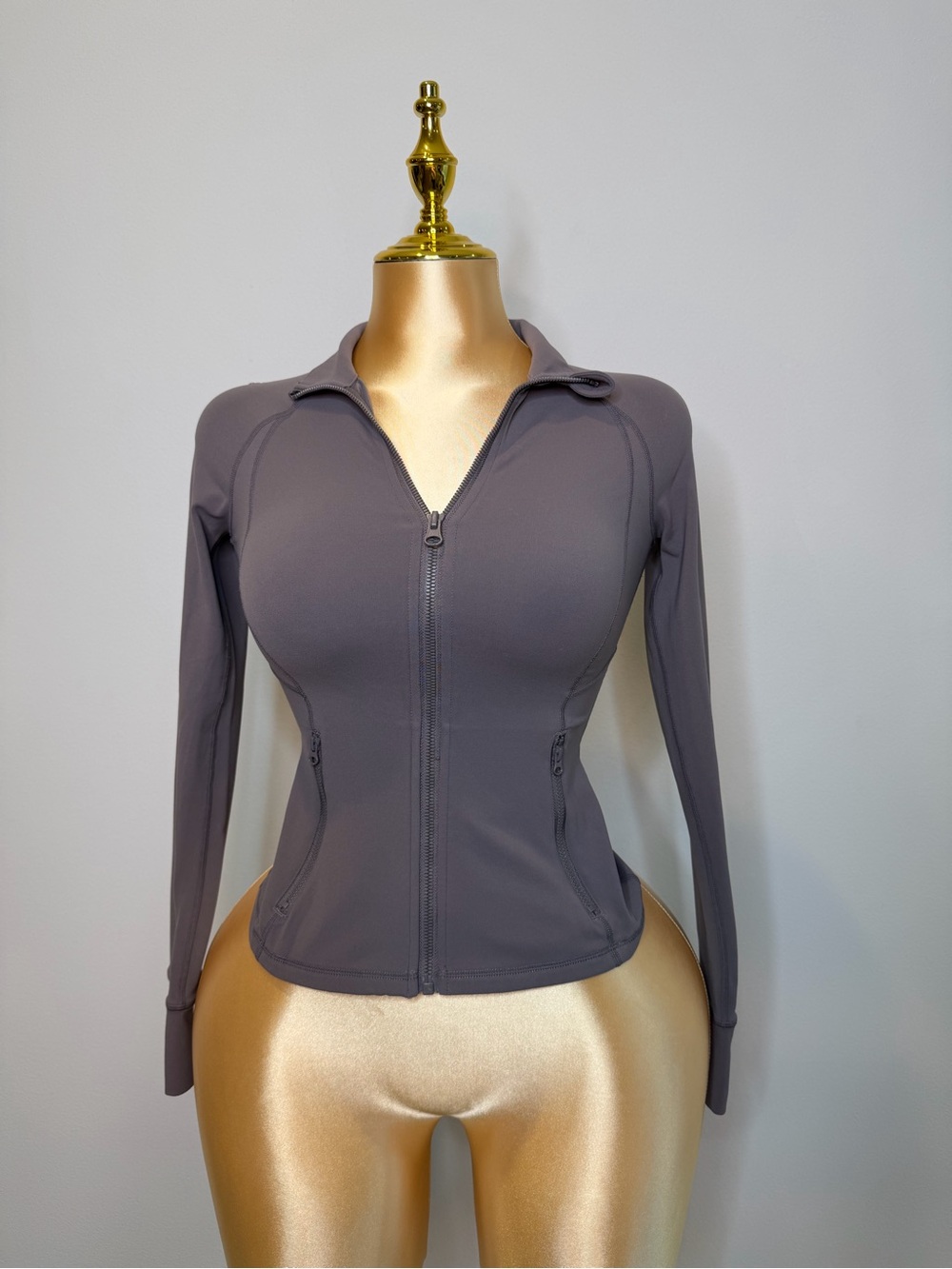 GLOWMODE Gray Sculpting Full Zip Workout Jacket